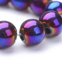 非磁性合成ヘマタイトビーズ連売り  グレードA  ラウンド  パープルメッキ  6mm  穴：1.5~2mm  約65~70個/連&nbsp;G-S096-6mm-6