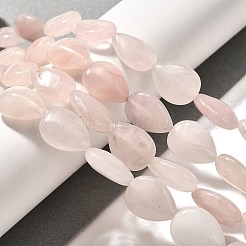 天然石ローズクォーツビーズ連売り  ティアドロップ  16x12x5~6mm  穴：1mm  約25個/連  15.16''~15.75''（38.5~40センチメートル）&nbsp;G-P561-B01-01