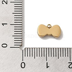 304ステンレススチールエナメルチャーム  ハートチャーム付きちょう結び  14KGP本金メッキ  ホワイト  6x10x2mm  穴：1.2mm&nbsp;STAS-B074-06G-02