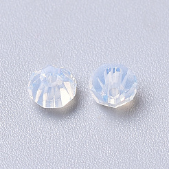 模造5301ダブルコーンビーズ  透明ガラスファセットビーズ  紺碧  4x3mm  穴：1mm  約720個/袋&nbsp;GLAA-F026-A25