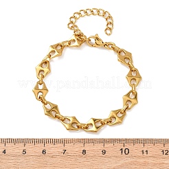 304ステンレススチール製菱形リンクチェーンブレスレット（女性用）  ゴールドカラー  6.61インチ（16.8cm）&nbsp;BJEW-F536-09G