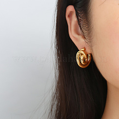 女性用304ステンレススチールスタッドピアス  結び目  ゴールドカラー  25x26mm&nbsp;WGF252D-01