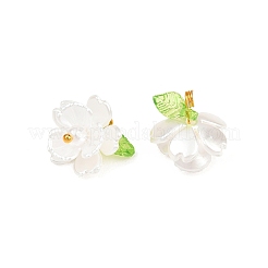 プラスチックパールチャーム付きアクリル30個  ゴールデン真鍮パーツ  花  ゴールドカラー  13mm  穴：2.5mm&nbsp;PALLOY-JF04066
