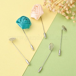 プラチナのブローチDIYパーツは、BACK端子  ストッパーのブローチピンと鋭い先端フラットパッド  ニッケルフリー  ピン：約13.5 mm幅  長さ63.5mm  厚さ1mm  キャップ：4mm幅の広いです  長さ12mm&nbsp;X-KK307-NF