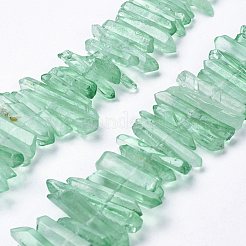 天然石クオーツクリスタルビーズ連売り  染め  柱  15~30x4~8x4~7mm  穴：1mm  8インチ&nbsp;G-K181-B
