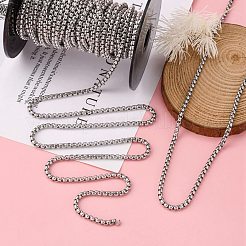 変色しにくい304ステンレススチールベネチアンチェーン  溶接されていない  ステンレス鋼色  3.5x3.5mm&nbsp;CHS-K001-37A