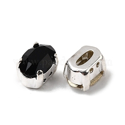 縫い付けラインストーン  ガラスラインストーン  オーバル  プラチナ真鍮の爪留め  ミックスカラー  6x4x4mm  穴：0.7mm&nbsp;RGLA-P070-04A-P