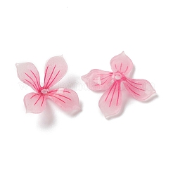 不透明樹脂ビーズキャップ  4花びら  花  濃いピンク  16.5x16x8mm  穴：1.5mm&nbsp;LS-RESI-L035-16