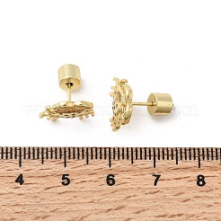真鍮マイクロパヴェクリアキュービックジルコニアカニスタッドピアス  ゴールドカラー  11x11.5mm&nbsp;EJEW-K319-01G