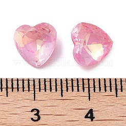 ガラスラインストーンカボション  ポイントバック＆バックメッキ  多面カット  ハート  ライトローズ  8x8x4.5mm&nbsp;RGLA-G020-04F-123AM