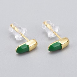 真鍮エナメルスタッドピアス  プラスチック製のピアスキャッチで  長持ちメッキ  オーバル  18KGP本金メッキ  ミックスカラー  8.5x4mm  ピン：0.8mm&nbsp;EJEW-L231-66