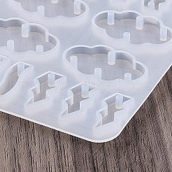 シリコンペンダントモールド  レジン型  ホワイト  混合図形  145x100x4.5mm  穴：2mm&nbsp;DIY-S048-03B