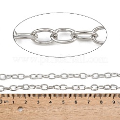 304ステンレススチールアズキチェーン  溶接されていない  スプールで  ステンレス鋼色  7x5x1mm&nbsp;CHS-G044-03P