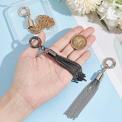 3セット3色合金キーホルダータッセルチェーンペンダント装飾  DIY バッグ装飾品ハードウェアアクセサリー用  ミックスカラー  95mm  1セット/色&nbsp;HJEW-UN0001-25