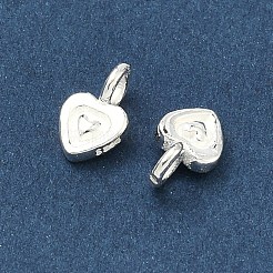 925スターリングシルバーチャーム  銀色のメッキ  スタンプ925個付き  ハート  8x5x2~3mm  穴：1.8mm&nbsp;STER-A050-02B-S