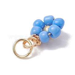 不透明なガラスのチャーム  丸カン付き  花  ミックスカラー  11~12.5x8~9x4mm  7個/セット&nbsp;PALLOY-JF02560-01