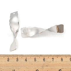 変色しない304ステンレススチールペンダント  ツイスト長方形チャーム  ステンレス鋼色  49x11x2mm  穴：2mm&nbsp;STAS-A099-21P