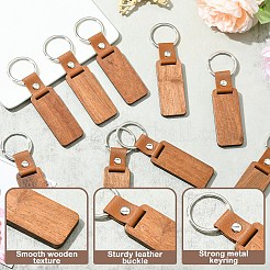 長方形の木製ブランクペンダントキーホルダー10個  DIYクラフトレーザー彫刻用  サドルブラウン  11.1cm  10個/セット&nbsp;FIND-YW0008-08