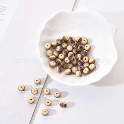 50個透明ストライプレジンビーズ  ラウンド  淡い茶色  1/4インチ（8mm）  穴：2mm  50個/袋&nbsp;RESI-YW0001-02A