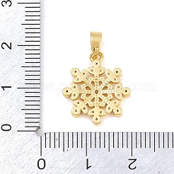 真鍮マイクロパヴェクリアキュービックジルコニアペンダント  クリスマススノーフレークチャーム  ゴールドカラー  17.5x15x2mm  穴：5x2mm&nbsp;CU-CBA9B49-02C-G