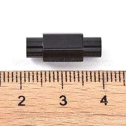 イオンプレーティング（IP）滑らかな304ステンレス鋼のマグネット留め具、接着端付き  コラム  多面カット  ブラック  18x7x7mm  穴：4mm&nbsp;STAS-H402-63B-4MM