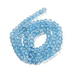 天然ブルートパーズビーズ連売り  グレードAA  多面カット  ロンデル  6x4mm  穴：0.9mm  約93個/連  14.76''（37.5センチメートル）&nbsp;G-B088-D05-03