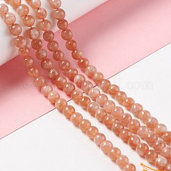 天然石サンストーンビーズ連売り  ラウンド  6mm  穴：0.8mm  約32個/連  7.48''（19センチメートル）&nbsp;G-A205-28A