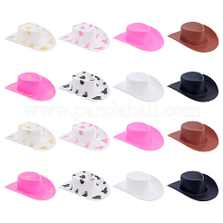 48個 8スタイル ミニカウボーイハット プラスチックアクセサリー  ミックスカラー  54~55x46~47x16~17mm  6個/スタイル&nbsp;FIND-PH0027-03