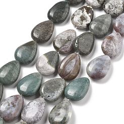 天然石インディアン瑪瑙ビーズ連売り  フラットティアドロップ  18x13x6mm  穴：0.8mm  約11個/連  7.48''（19センチメートル）&nbsp;G-P528-L25-01