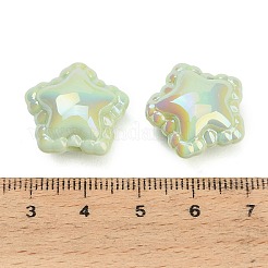 不透明なメッキアクリルビーズ  スター  淡緑色  18x19.5x10.5mm  穴：2.5mm&nbsp;AC-CBA0766-01B