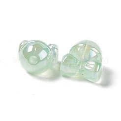 UVメッキレインボー虹色アクリルビーズ  ちょう結びのベル形  薄緑  17x17.5x14mm  穴：3.5mm&nbsp;PACR-M003-07F