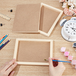 長方形の木製塗装パネル  空白の製図板  油絵具・アクリル絵具用  淡い茶色  20x15x1.35cm  内径：17.5x12のCM&nbsp;AJEW-WH0348-281C