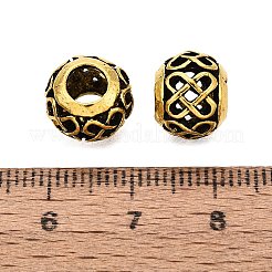 チベット風合金ヨーロピアンビーズ  大穴ビーズ  結び目のある中空のロンデル  アンティーク黄金  11x8.5mm  穴：4.5~5mm&nbsp;FIND-Q121-08AG
