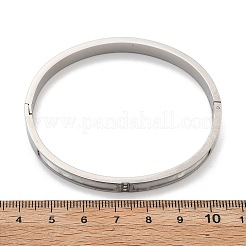 女性用304ステンレススチールラインストーンバングル  シェルと  ステンレス鋼色  内径：2x2-3/8インチ（5.1x6cm）&nbsp;BJEW-Z092-07P