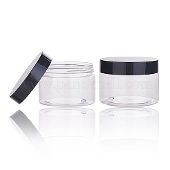 ペット用プラスチックビーズ容器  ふた付き  コラム  ブラック  7x5.1cm  容量：120ml（4.06液量オンス）&nbsp;LS-CON-WH0063-01A-120ml