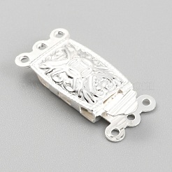 304ステンレススチールボックス留め具  マルチ連クラスプ  1連売り  3ホール  長方形  銀  6mm  穴：21x10x4.5mm&nbsp;STAS-H151-14S