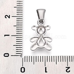 303ステンレススチールペンダント  星のチャームが付いたティーベア  ステンレス鋼色  15.5x10x3mm  穴：6.5x2.8mm  フィット：1.2mm&nbsp;STAS-Q110-05P