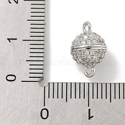 真鍮製マイクロパヴェクリアキュービックジルコニアマグネットクラスプ  ラウンド  プラチナ  13x8x8mm  穴：1.4mm&nbsp;KK-P284-01A-P