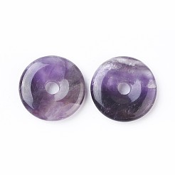 天然石ミックスストーンペンダント  ドーナツ/円盤  ドーナツ幅：12~12.5mm  30~31x6~7mm  穴：6mm&nbsp;G-F639-04