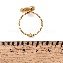 テクスチャハート304ステンレススチール製指輪（女性用）  ゴールドカラー  17mm&nbsp;RJEW-A091-09G