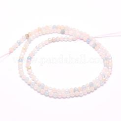 天然石モルガナイトビーズ連売り  多面カット  ラウンド  2mm  穴：0.5mm  約210~220個/連  15.7インチ（40cm）&nbsp;G-F509-08-2mm