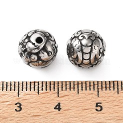 304ステンレススチールビーズ  スパイラル模様のラウンド  ステンレス鋼色  9~10mm  穴：1.5mm&nbsp;SA-CBA043D-01G-AS