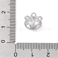 真鍮マイクロパヴェクリアキュービックジルコニアチャーム  豚のチャーム  プラチナメッキ  12x11x11mm  穴：1.6mm&nbsp;KK-N290-13P
