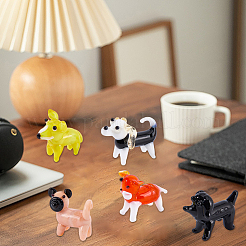 5個 5スタイル 手作りランプワーク 子犬 ホームディスプレイ装飾  3D漫画の犬  ミックスカラー  19~25.5x10~18x16~23mm  1個/スタイル&nbsp;LAMP-BM0001-01