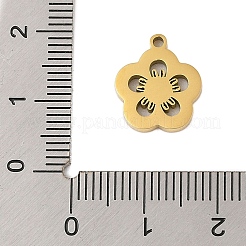 304ステンレススチールエナメルチャーム  花のチャーム  ゴールドカラー  ブラック  14x12x2mm  穴：1.4mm&nbsp;STAS-P377-07G