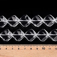 透明ガラスビーズ連売り  菱形  透明  20x20x6~7mm  穴：1mm  約19個/連  14.96インチ（38cm）&nbsp;GLAA-N001-50