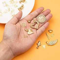 304ステンレスペンダント  混合図形  ゴールドカラー  6~60x1.5~40x0.4~17mm  穴：0.8~10mm&nbsp;STAS-MSMC002-03G
