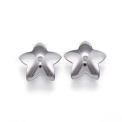 変色しにくい304ステンレススチール製フラワービーズキャップ  ステンレス鋼色  8x1mm  穴：0.5mm&nbsp;STAS-G124-28P