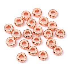 真鍮フラットラウンドスペーサービーズ  ローズゴールド  4x1.5mm  穴：1.5mm&nbsp;X-KK-M085-13RG-NR