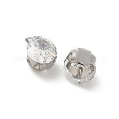 丸型ステンレススチール製プロングセッティング  キュービックジルコニアファセット付き  透明  4x3mm  穴：1mm  約300個/セット&nbsp;STAS-M104-01H